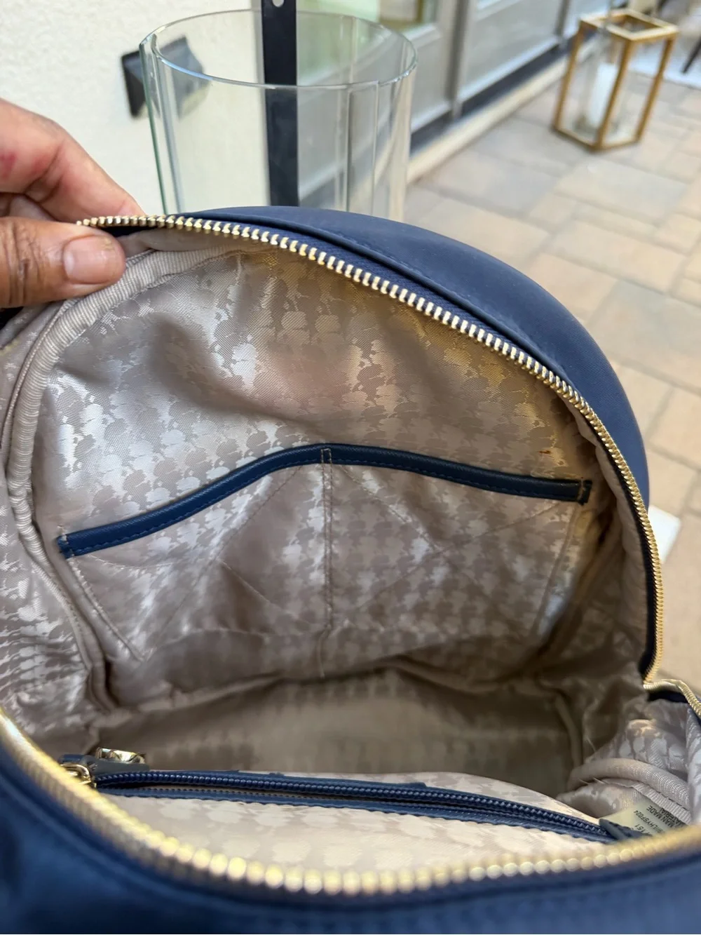 Karl Lagerfeld Navy Backpack with Gold-Tone Logo
